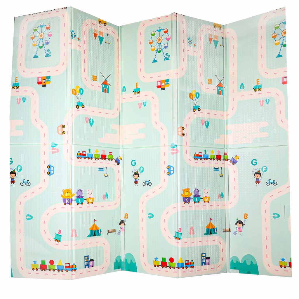 Pædagogisk skummåtte dobbeltsidet foldbar panda street 180 x 200 cm
