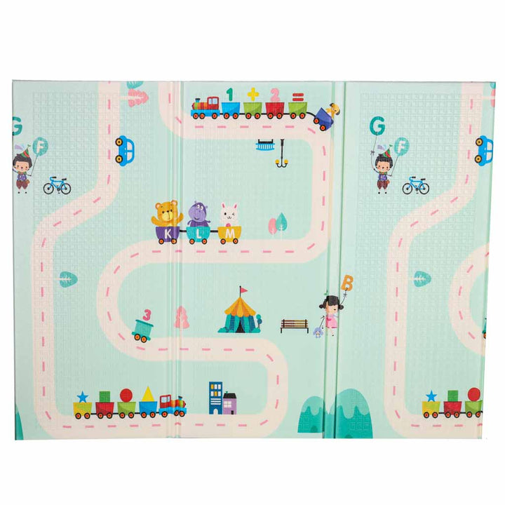 Pædagogisk skummåtte dobbeltsidet foldbar panda street 180 x 200 cm
