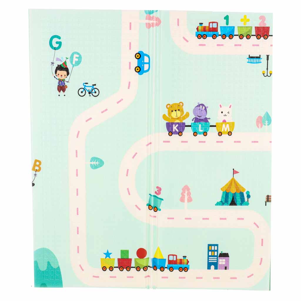Pædagogisk skummåtte dobbeltsidet foldbar panda street 180 x 200 cm