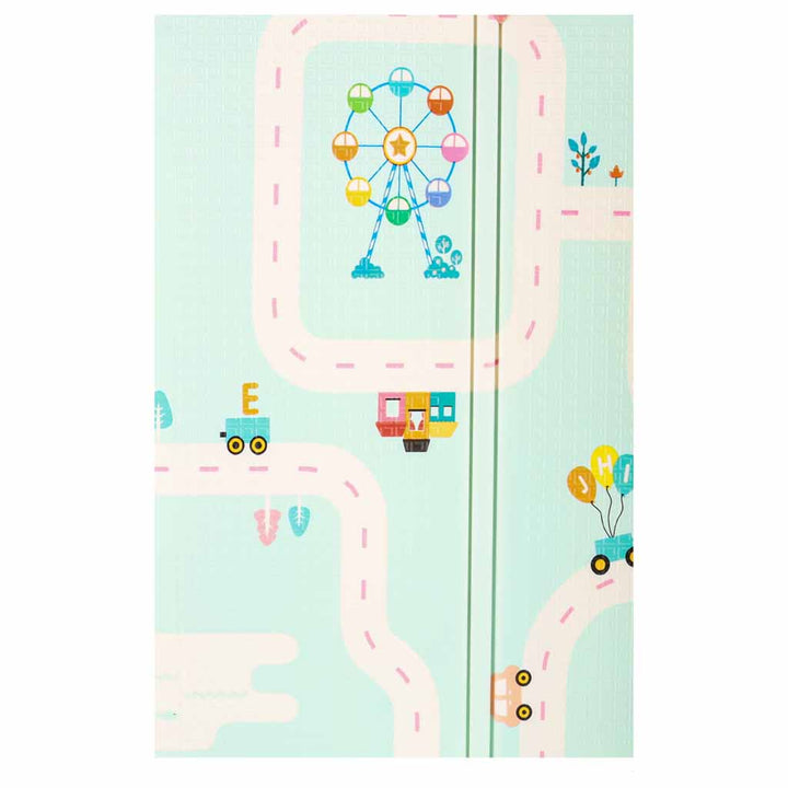 Pædagogisk skummåtte dobbeltsidet foldbar panda street 180 x 200 cm