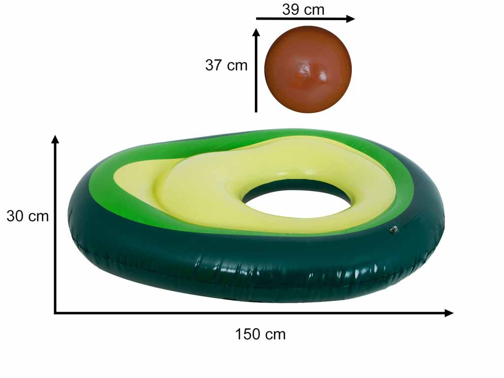 Oppustelig svømmemadras med avocadobold med frø 150 cm XL