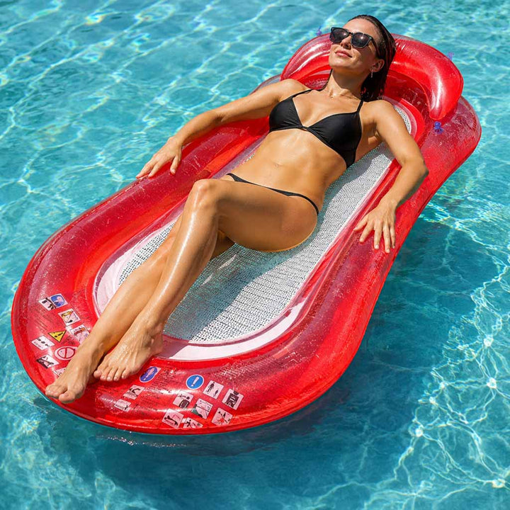 Oppustelig vandmadras til swimmingpool med net, rød BESTWAY 43103