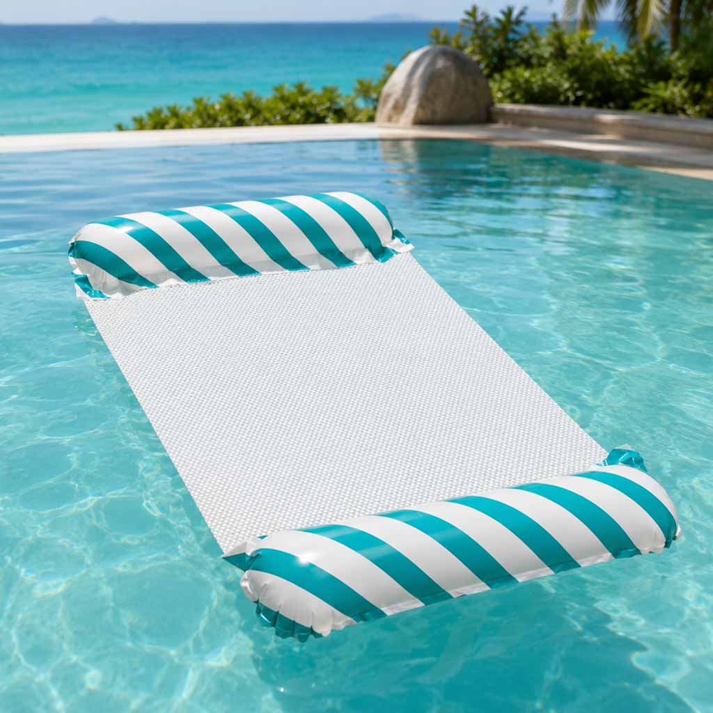 Oppustelig madras strandhængekøje vand liggestol swimmingpool blå