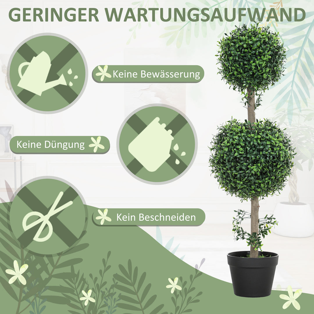 Sæt med 2 kunstige planter, kunstige buksbomplanter, uv-beskyttet, med potte, grøn