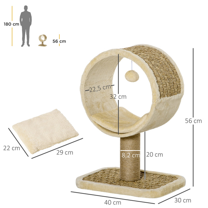 Kradsetræ til katte lille kradsetræ til en enkelt kat kattelegetøj klatretræ jute khaki+lysebrun 40 x 30 x 56 cm