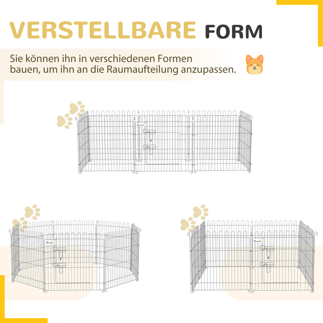 Fritgående indhegning, hvalpegård, hvalpehegn, kravlegård, hvalpeport til dyr, 8-delt b63 x h60 cm