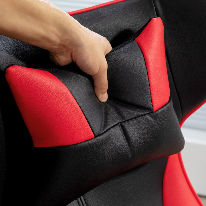 Gamingstol med gyngefunktion, drejestol, højdejusterbar, polstret sæde, metal, 67 x 71 x 112 cm, rød