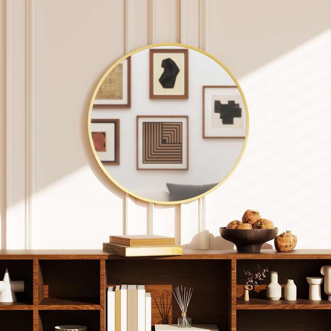 Vægspejl, moderne design, 61 x 61 cm, guld