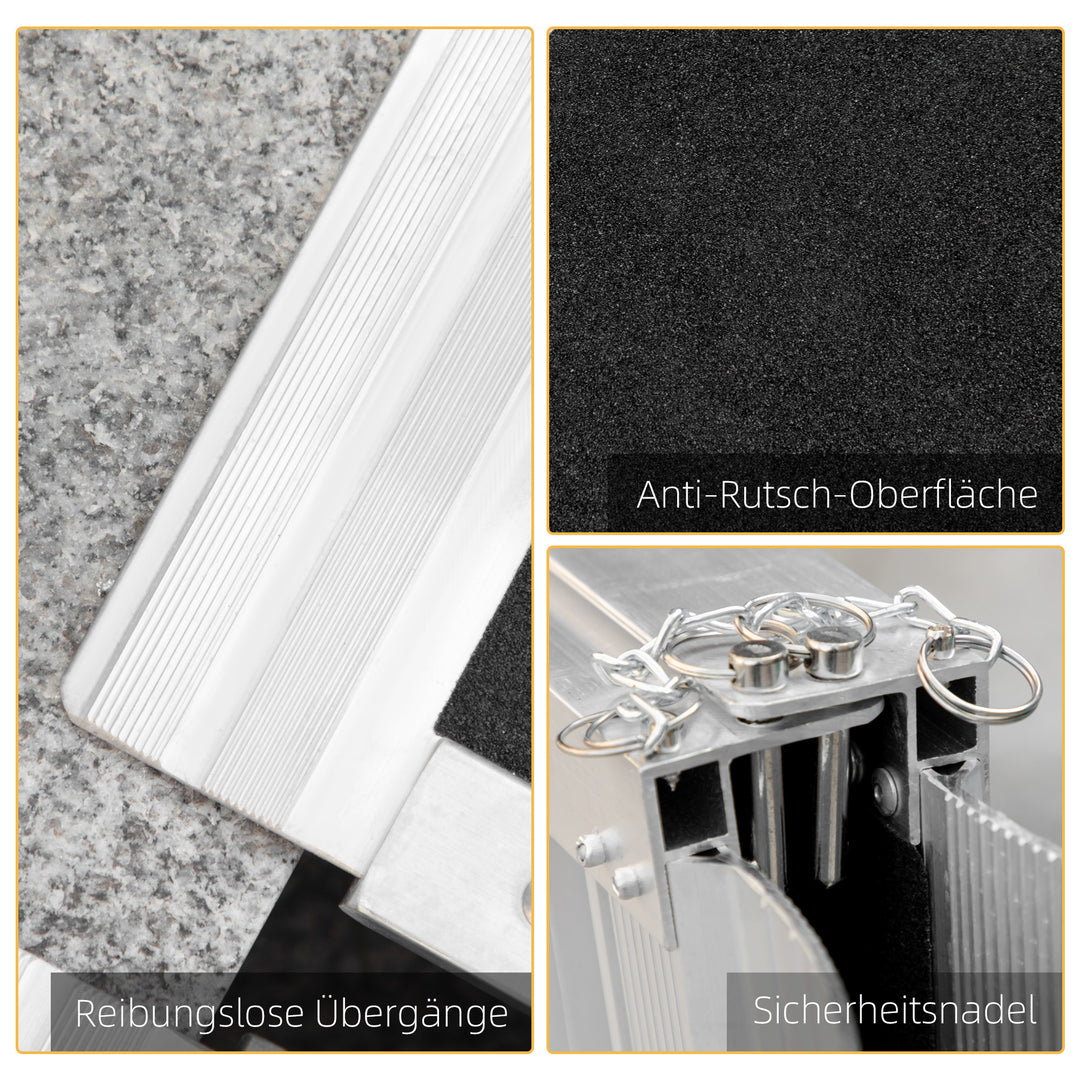 Kørestolsrampe, kørestole, rollatorer, sammenklappelig, aluminium, 270 kg lastkapacitet, sort, 91 x 72 x 5 cm