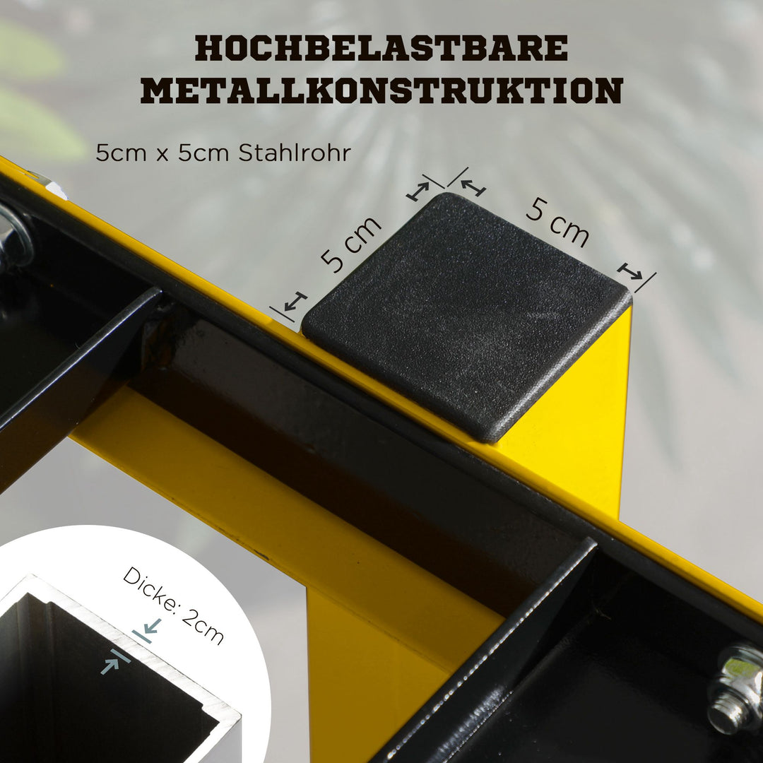 Håndvægtstativ til håndvægte, op til 270 kg, 2 hylder, stålramme, gul, 92,5 x 50,5 x 80,5 cm