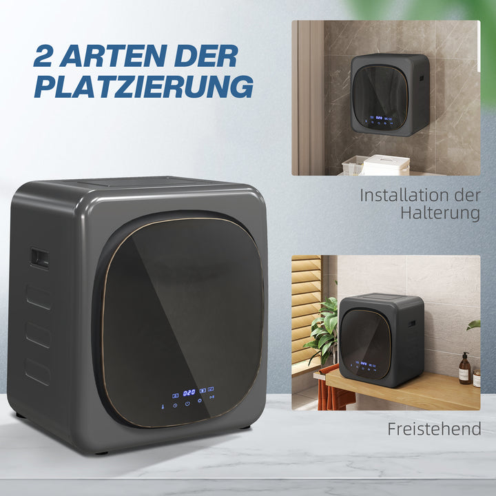 Tørretumbler med uv-desinfektion, kompakt design, 4 kg kapacitet, rustfrit stål, grå