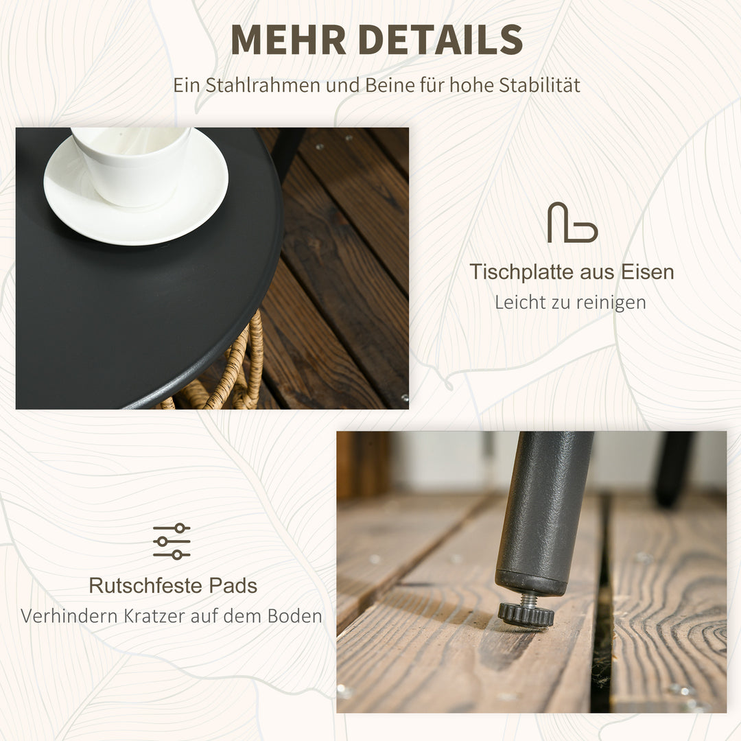 3-Delt vejrbestandigt bistrosæt med 1 sidebord og 2 stole, 62 cm x 65 cm x 78 cm, sand og mørkegrå