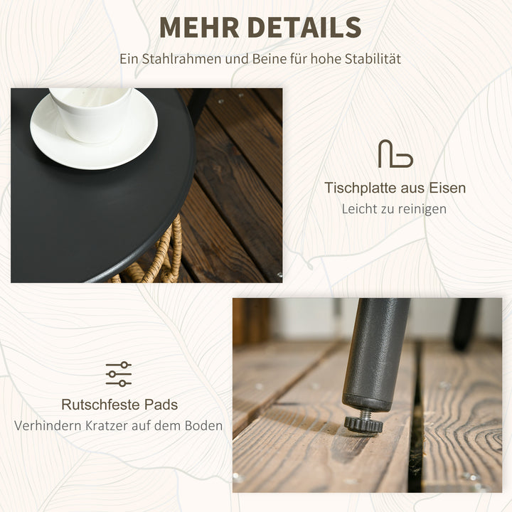 3-Delt vejrbestandigt bistrosæt med 1 sidebord og 2 stole, 62 cm x 65 cm x 78 cm, sand og mørkegrå