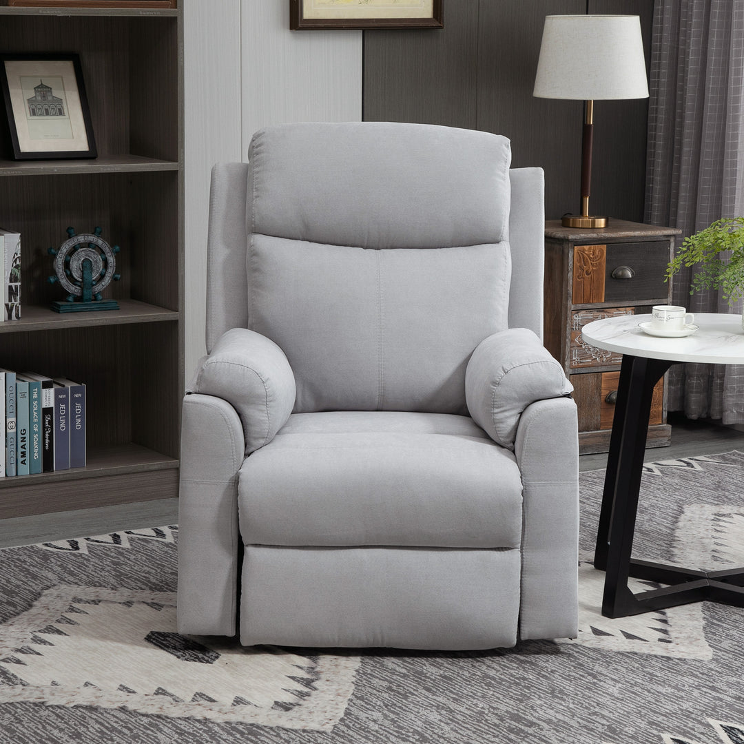 Elektrisk stol med hæve-sænkefunktion til seniorer, lænestol, tv-stol med sovefunktion og ståhjælp, tv-stol, lænefunktion, linned touch, lysegrå, 83 x 89 x 102 cm