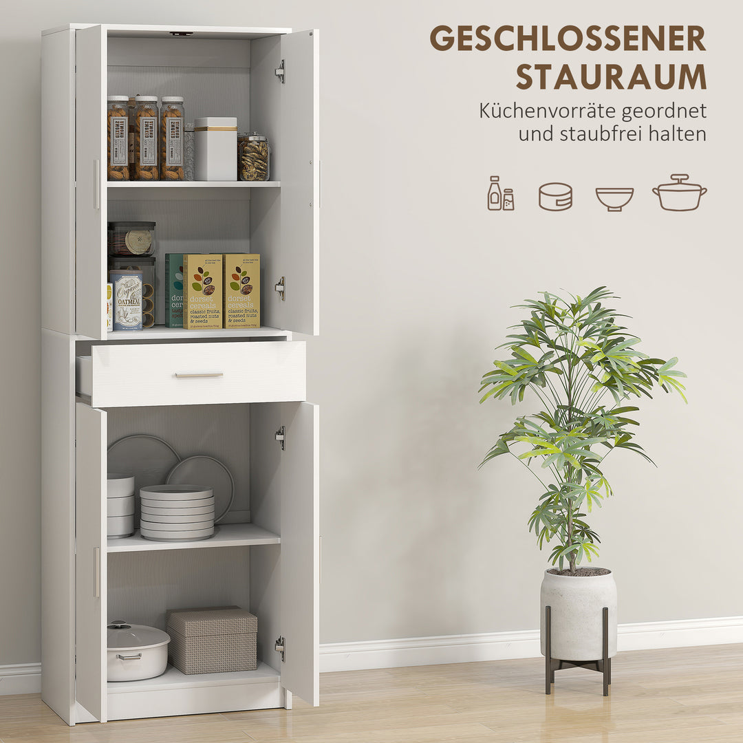 Køkkenskab, 3-lags justerbare hylder, spånplade, mdf, masser af opbevaringsplads, hvid