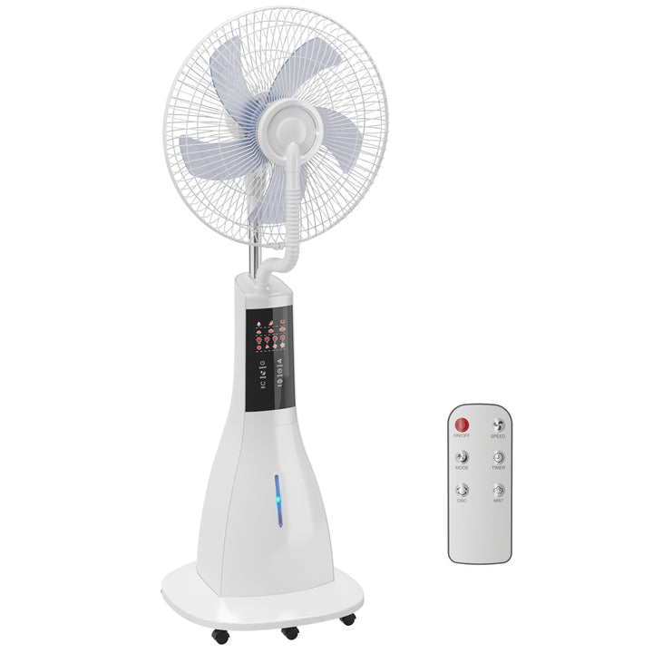 Stående ventilator med vandtåge, 75° oscillation, 3 hastigheder, 3 tilstande, hvid