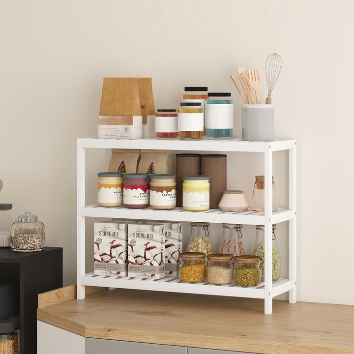 Skoreol med opbevaringshylde med lakeret finish, hvid