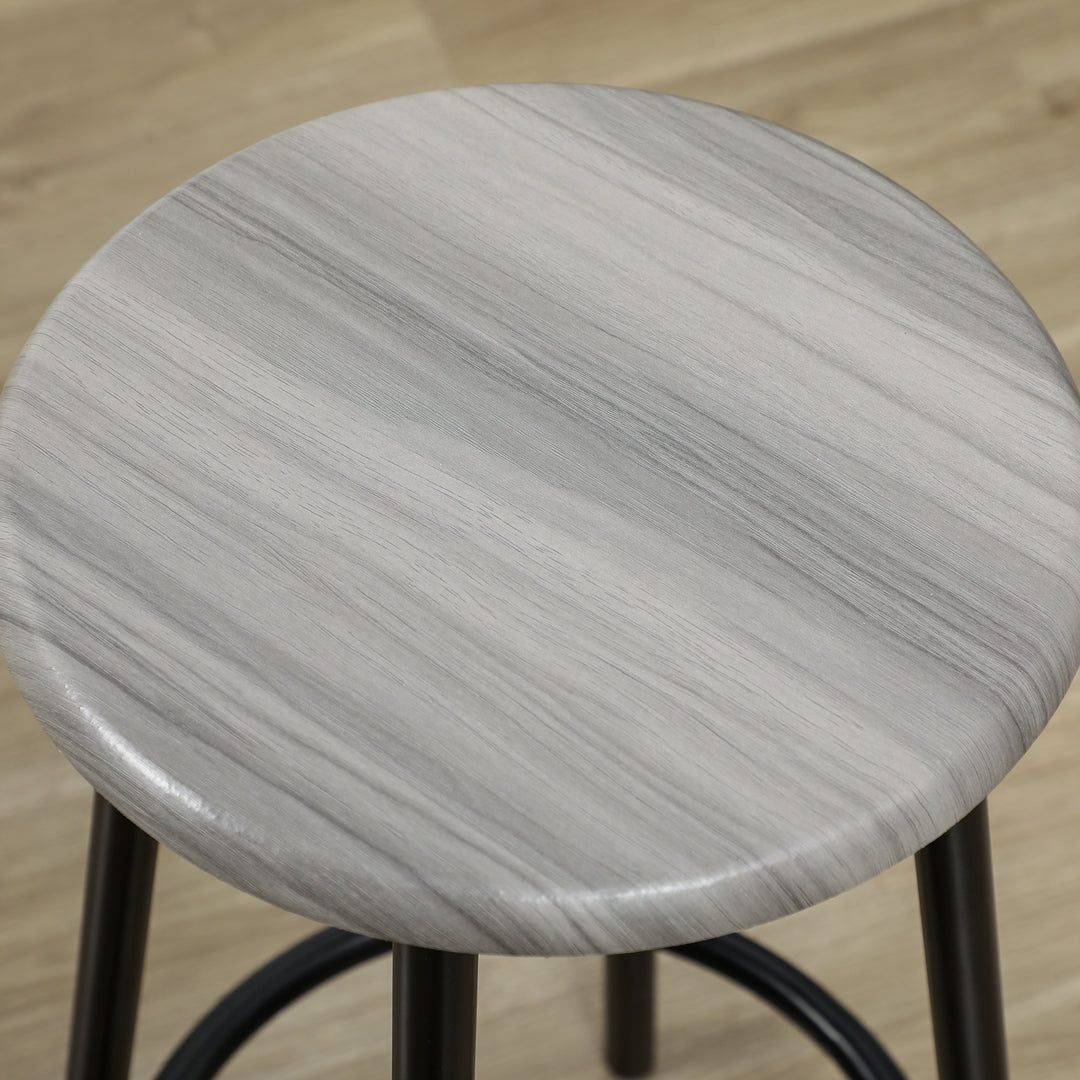 5-Delt barsæt med bord og 4 skamler, industrielt design, kompakt, rustikt