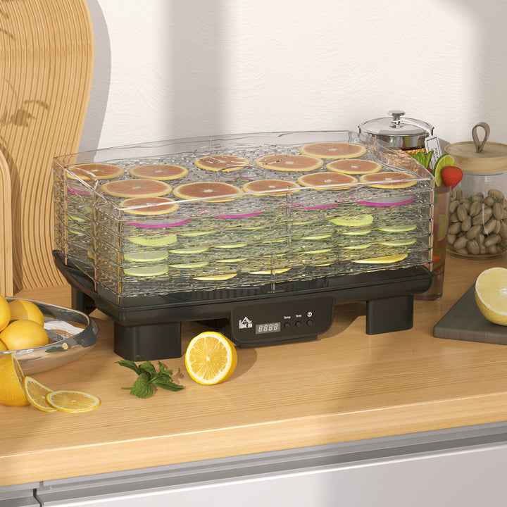 Dehydrator, 6 niveauer, varmluftcirkulation, 40-70°c, 43 x 29,5 x 28 cm, sort