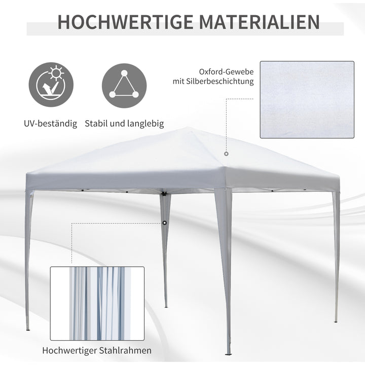 Pavillon, 2,95 x 2,95 m Pop-up foldbar pavillon, havepavillon, festtelt, UV-beskyttelse, stål + oxfordstof, hvid