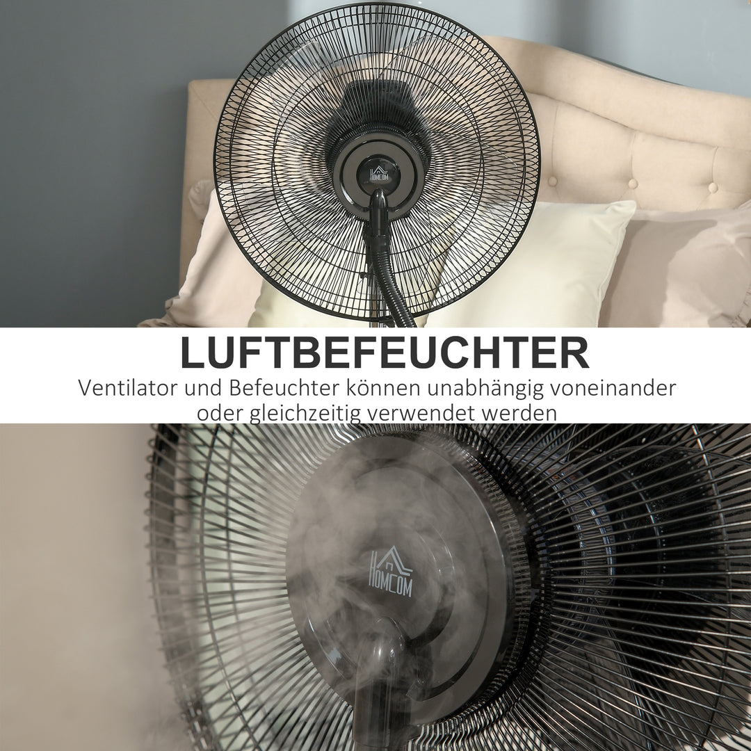 Vandkølet piedestalventilator med dugfunktion, fjernbetjening, oscillerende, timer, 3,1 L vandtank, 3 tilstande, 90 W vandventilator med hjul, 135 cm