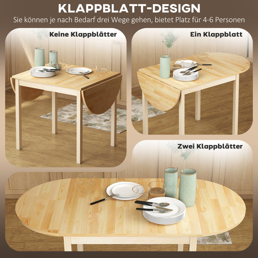Træspisebord foldbart køkkenbord til 6 personer med kløverbladsdesign 140 x 70 x 75 cm naturtræ