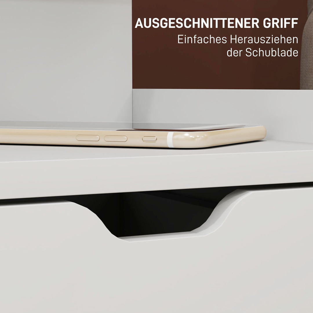 Natbord med 2 skuffer og åben hylde, 40 x 30 x 60 cm, hvid