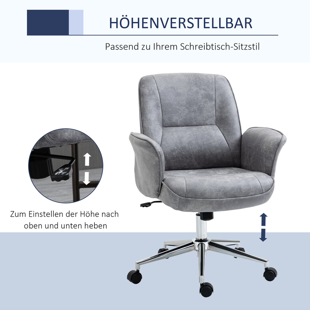 Kontorstol med gyngefunktion, højdejusterbar drejestol, ergonomisk arbejdsstol, moderne, lasteevne op til 120 kg, mikrofiber, lysegrå, 67 x 69 x 92-102 cm