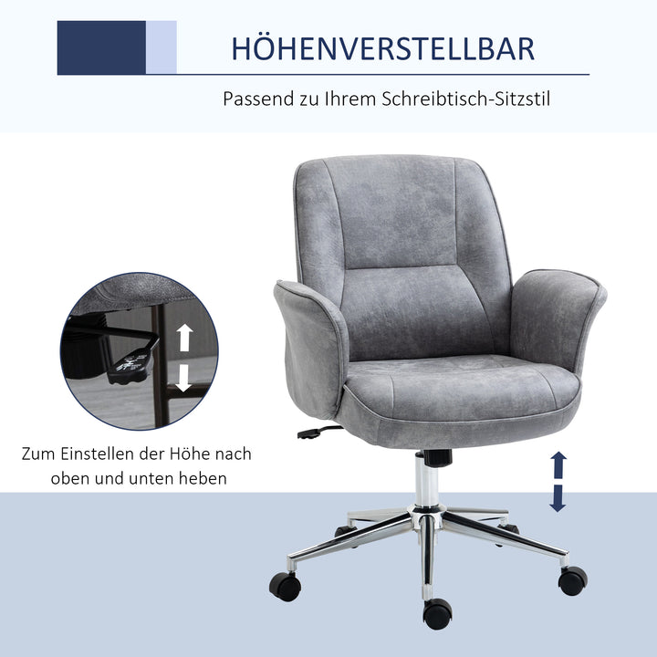 Kontorstol med gyngefunktion, højdejusterbar drejestol, ergonomisk arbejdsstol, moderne, lasteevne op til 120 kg, mikrofiber, lysegrå, 67 x 69 x 92-102 cm