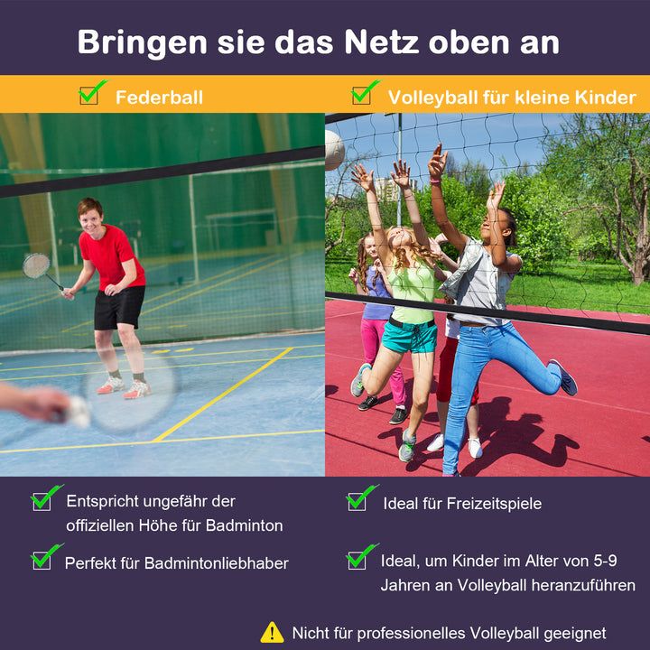 Badmintonnet 94/158 cm foldbart volleyballnet med bæretaske 2-vejs højdejusterbart tennisnet badmintonnet bærbart sæt til tennis fjerboldnet til have park udendørs