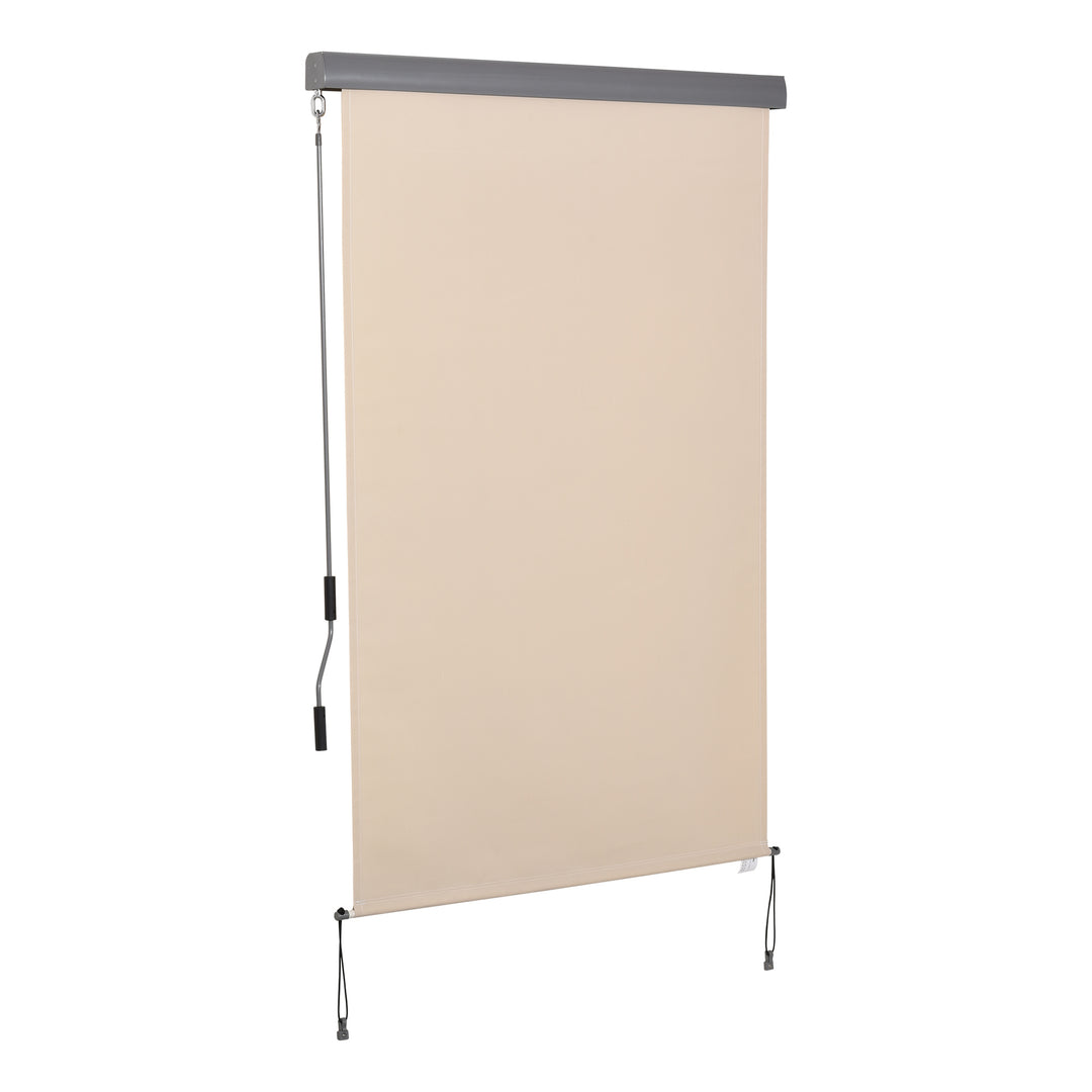Lodret markise, balkonmarkise, lodret markise, læhegn, rullegardin på siden, privatlivsskærm med håndsving, polyesterstof + aluminium, cremehvid, 200 x 120 cm