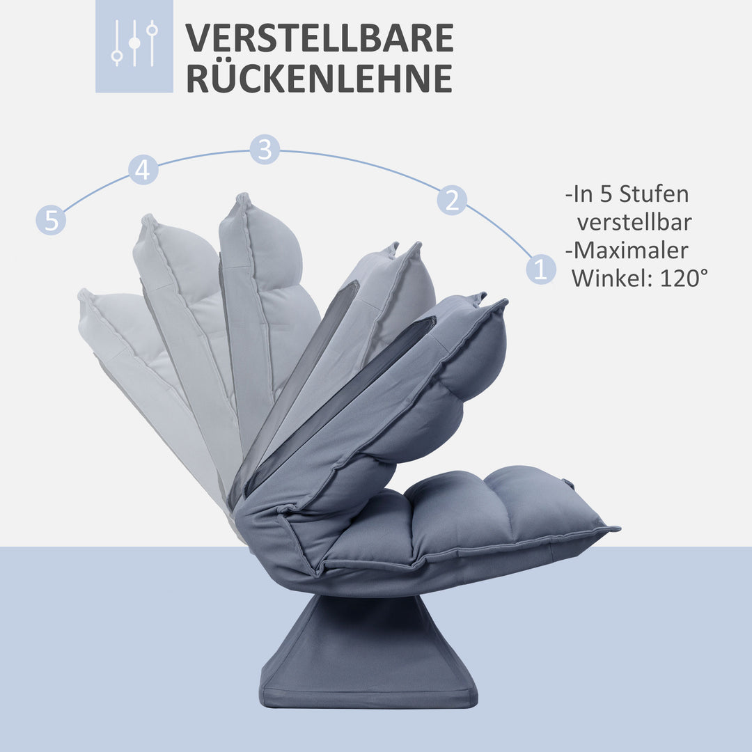 Lænestol, drejelig, vipbart ryglæn, læderlook, stålstel, grå, 62 x 70 x 95 cm