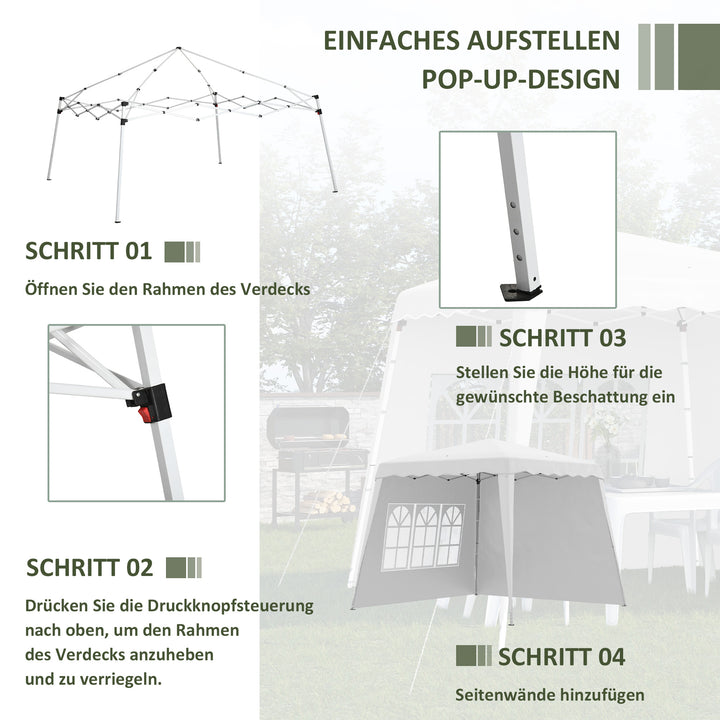 Pop up pavillion foldepavillon, inklusive stjerne, vejrbestandig, 240 x 240 x 250 cm, hvid