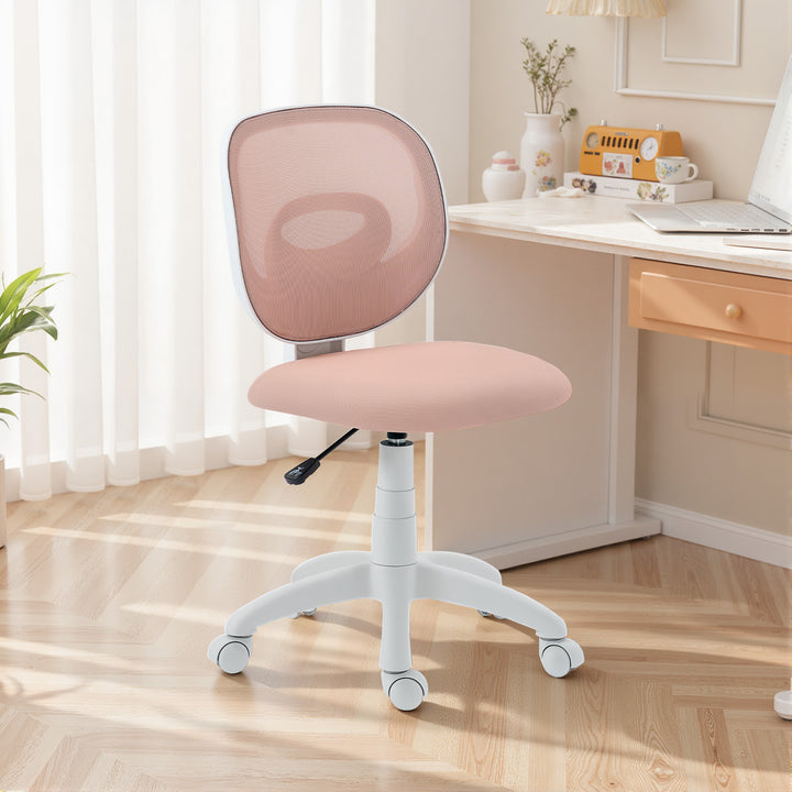 Ergonomisk kontorstol med C-formet rygstøtte, højdejusterbar, pink