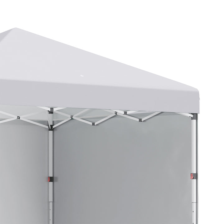 Foldbar pavillon, 2 sidepaneler, højdejusterbar, med bæretaske, stel i rustfrit stål, 3x3 m, hvid