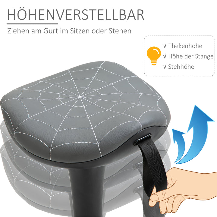 Kontorstol med drejefunktion, ergonomisk stol, højdejusterbar 65,5-83,5 cm, 120° hældning, grå