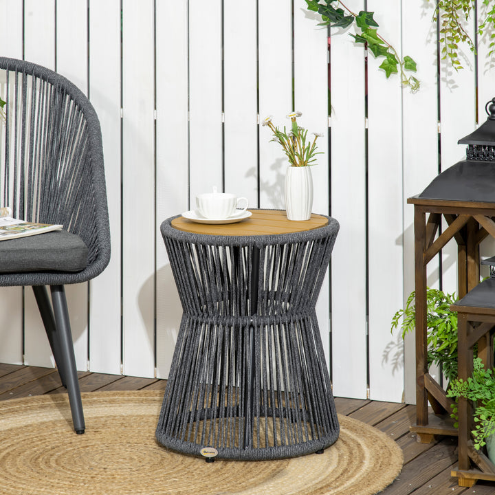 Havebord i bohemestil, vejrbestandigt, PE-rattan, 39 cm x 39 cm x 49 cm, sort + natur