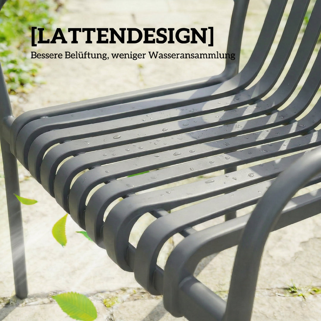 Sæt med 4 stabelbare havestole med lameller, ergonomiske, mørkegrå