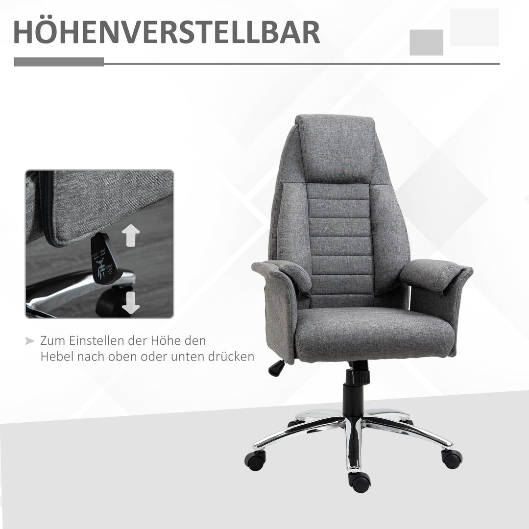 Executive chair, højdejusterbar, 5 hjul, ergonomisk form, 68 cm x 69 cm x 126 cm, grå