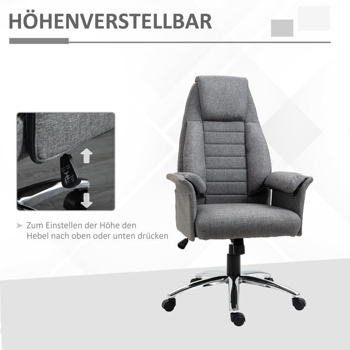 Executive chair, højdejusterbar, 5 hjul, ergonomisk form, 68 cm x 69 cm x 126 cm, grå