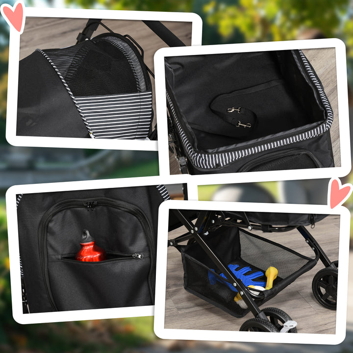 Hundevogn hundevogn klapvogn til små hunde og katte kæledyrsvogn kæledyrsvogn kattevogn oxford sort 76,5 x 52 x 95 cm