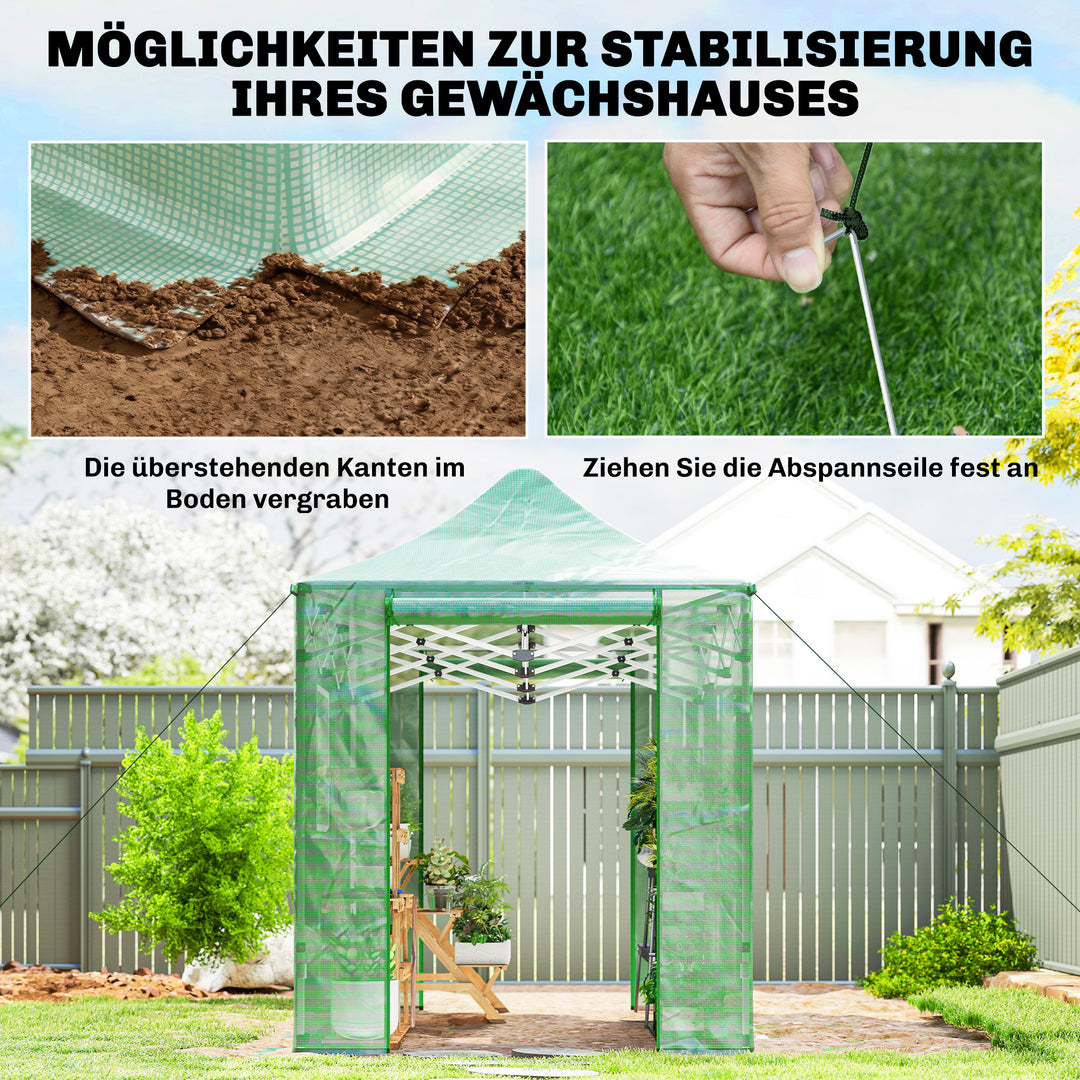 Pop-up drivhus ca. 200x300x270 cm, foldbart foliedrivhus med skråtag, lynlåsdøre og vinduer