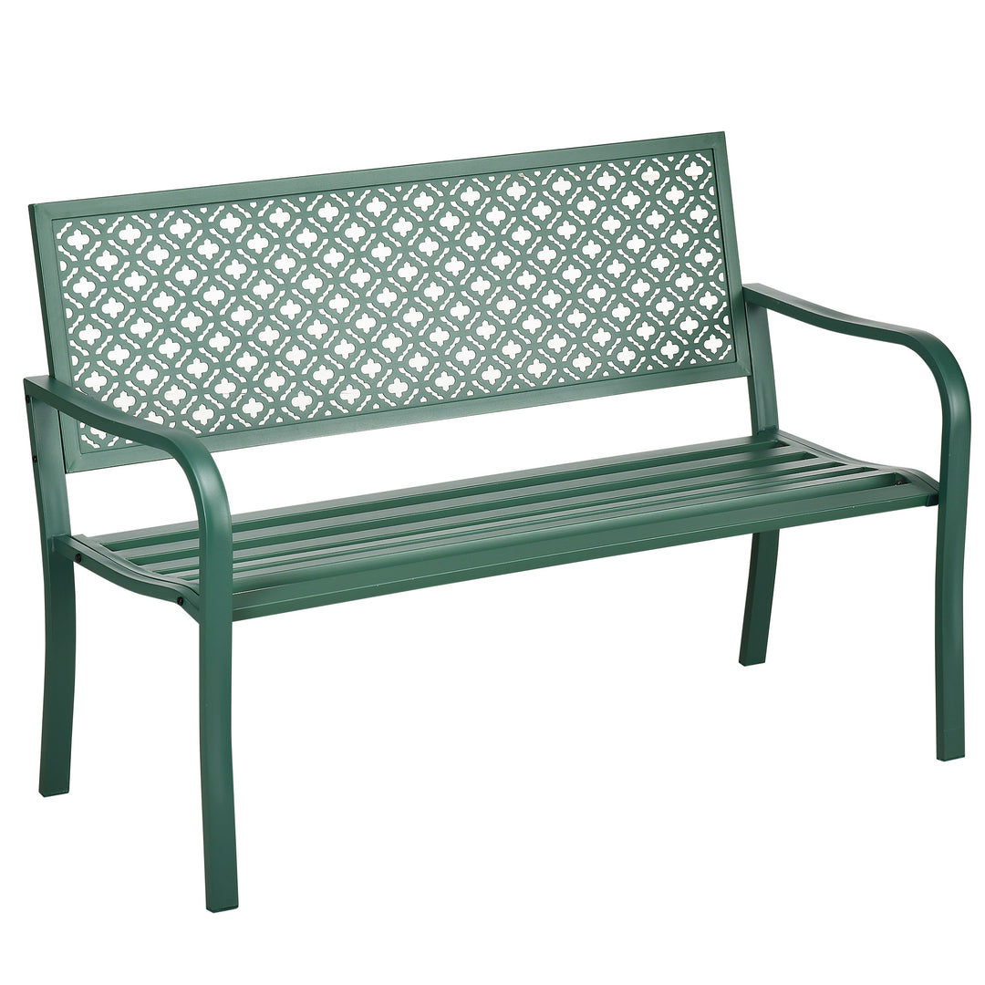Metal havebænk, 2-personers, vejrbestandig, 127 cm x 63 cm x 83 cm, grøn