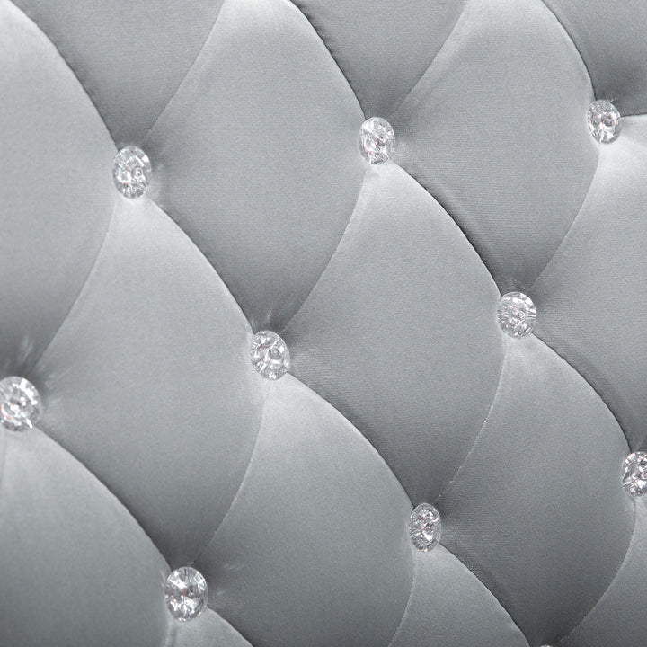 Kontorstol, ergonomisk skrivebordsstol med armlæn, polstret ryglæn, højdejusterbar computerstol med fløjlslook, drejestol til hjemmekontor, grå