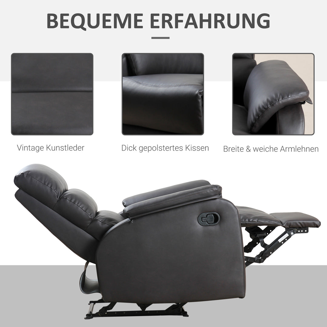 Afslappende stol tv-stol sofa lænestol hjørneskrivebord med cpu-stativ justerbar ergonomisk kunstlæder stål brun 75 x 92 x 99 cm