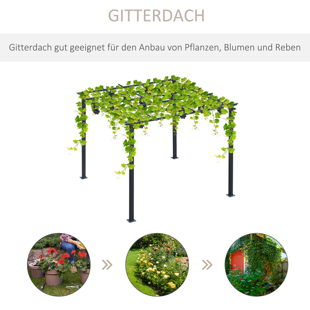 Rosenpavillon, plantebue, rosenbue, klatrehjælp, havepavillon, vejrbestandig, metal, sort, 2,97 x 2,95 x 2,3 m