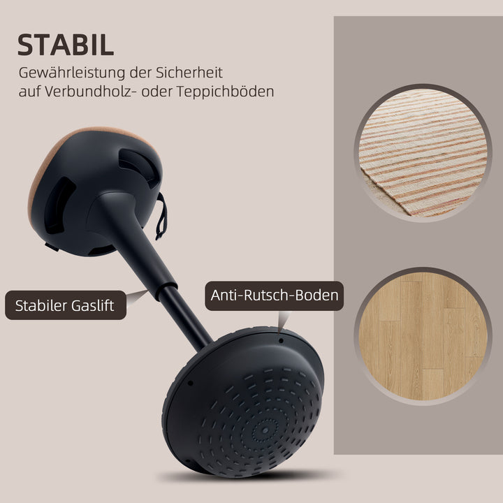 Balanceskammel, flytbart sæde, drejeligt, højdejusterbart, ergonomisk, 34 x 34 x 68,5-83,5 cm, brun