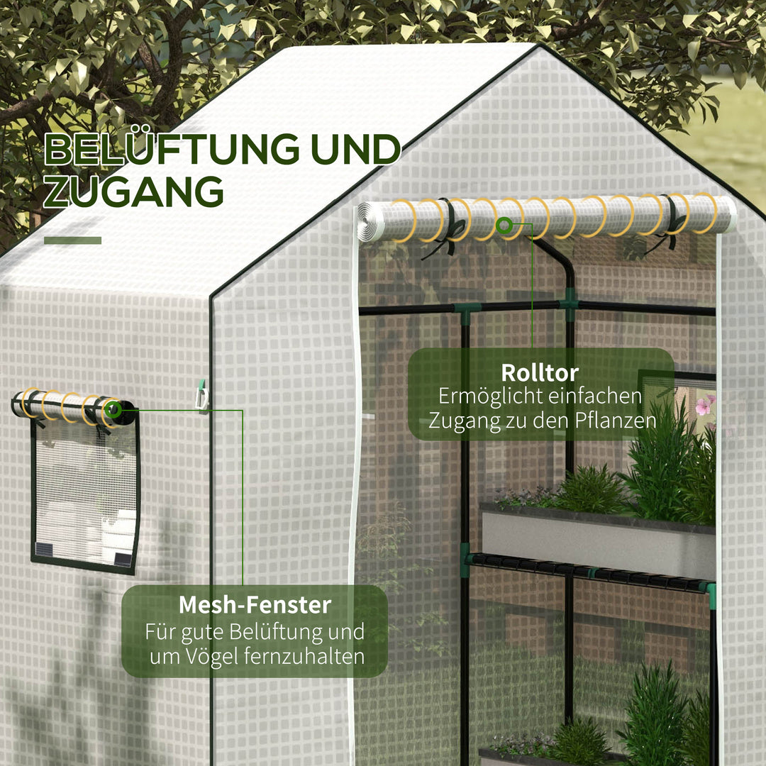 Udskiftningsfilm til drivhus med uv-beskyttelse, rulledør, sidevindue, 140 x 73 x 190 cm, hvid