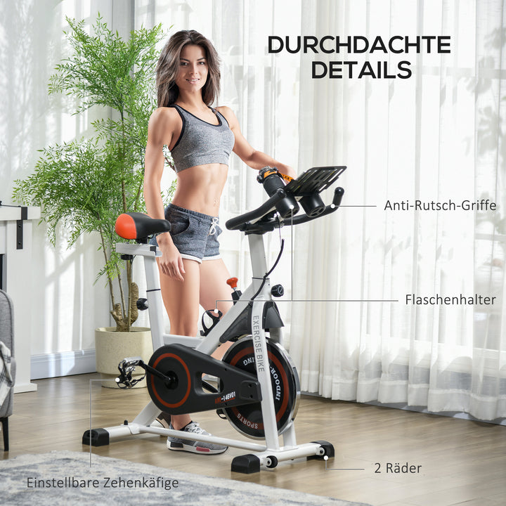 Ergometer, justerbar modstand, op til 120 kg, stål, l103 x b53 x h100-114 cm, hvid/sort