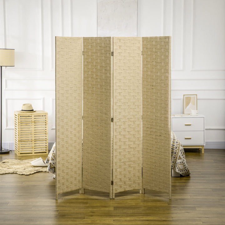4-panels foldeskærm, 159,5 x 169,5 cm, lavet af bølgepap, til stue, brun